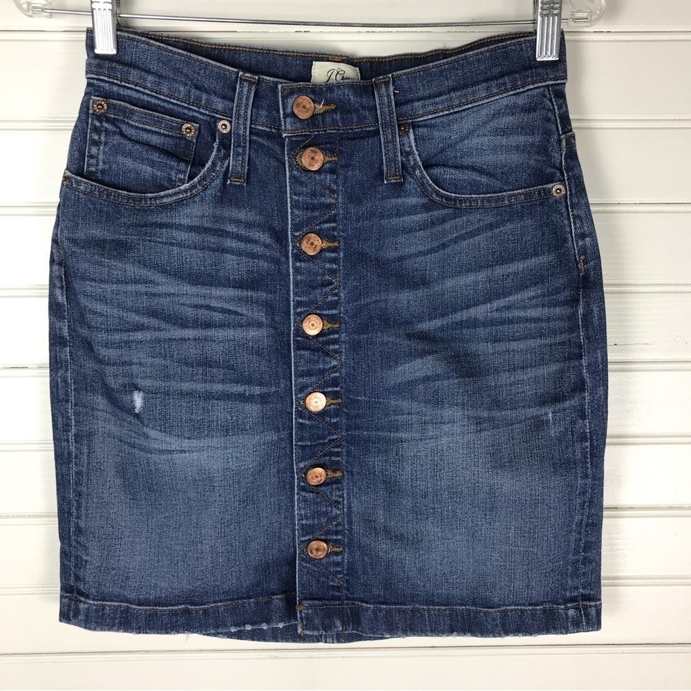 J. Crew Sheffield Wash Button-Front Blue Denim Pencil Skirt
